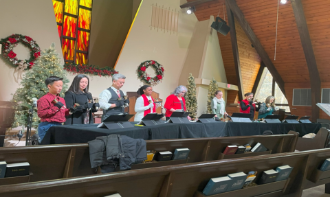 Bell Choir at Christmas Practice